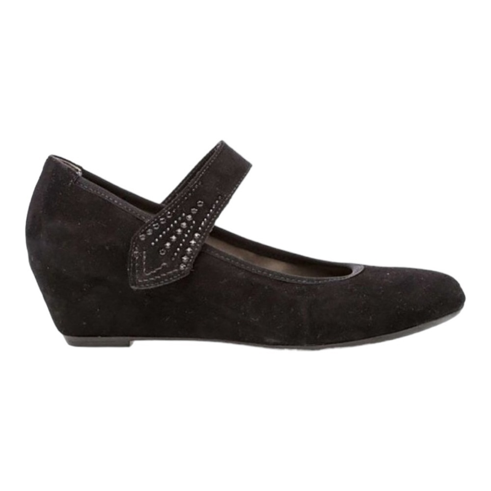 Garbor Suede Mary Jane Wedge Shoe with Jeweled Strap 9.5 US 7.5 UK